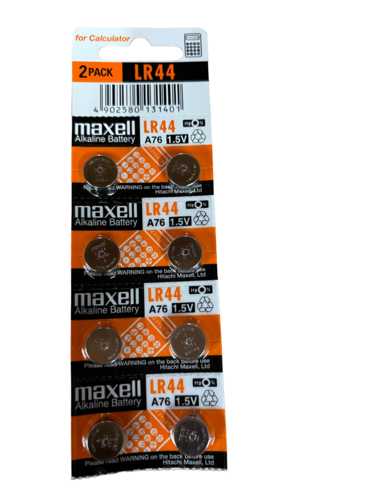 Maxell Alkaline Battery LR44 1.5V for Calculator - 2 Pack