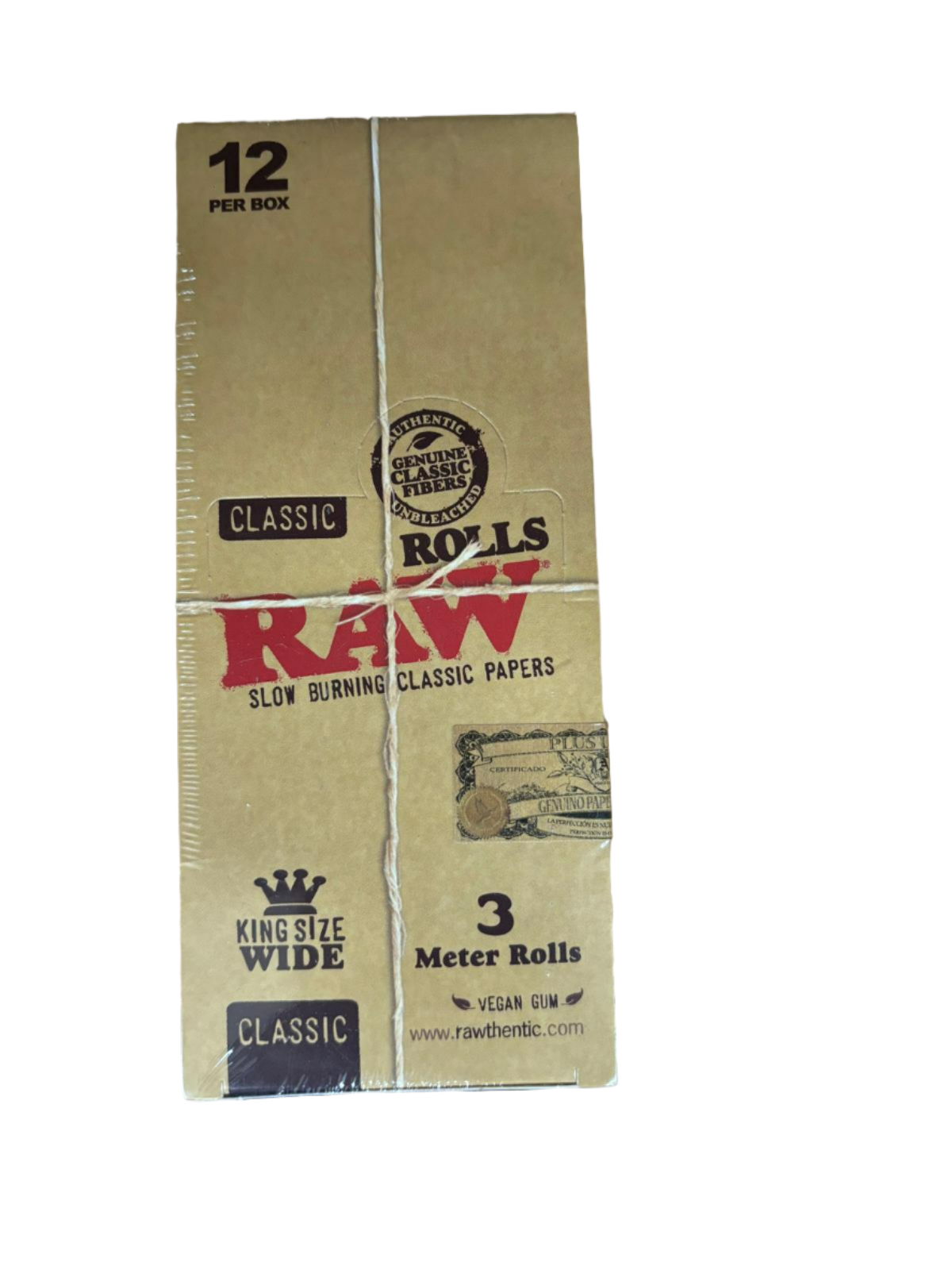 RAW Slow Burning Classic Papers King Size Wide - 12 Rolls Per Box