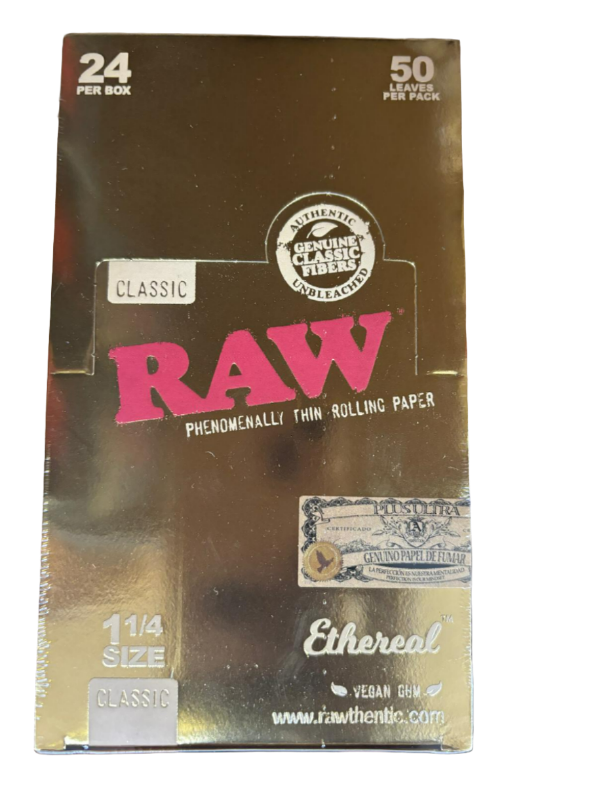 RAW Classic Phenomenally Thin Rolling Papers - 1 1/4 Size - 24 Packs Per Box