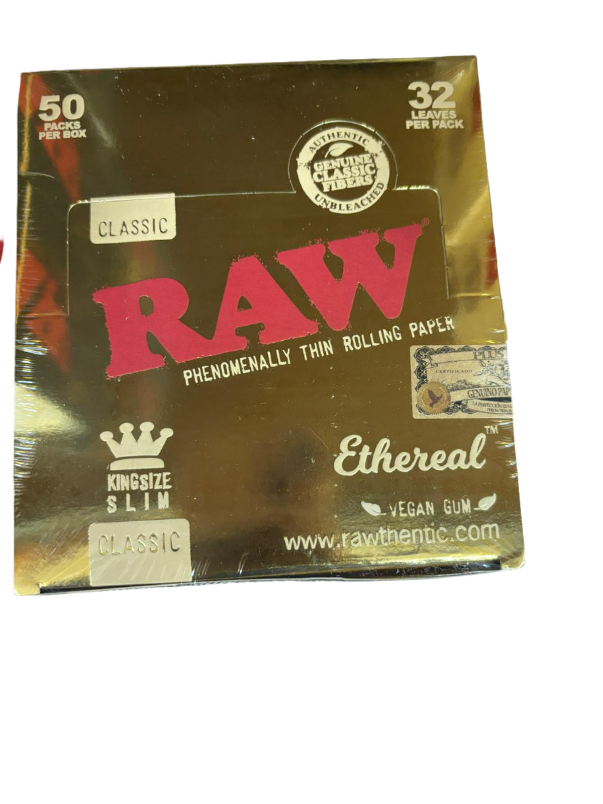 RAW Classic Phenomenally Thin Rolling Papers - King Size Slim - 50 Packs Per Box