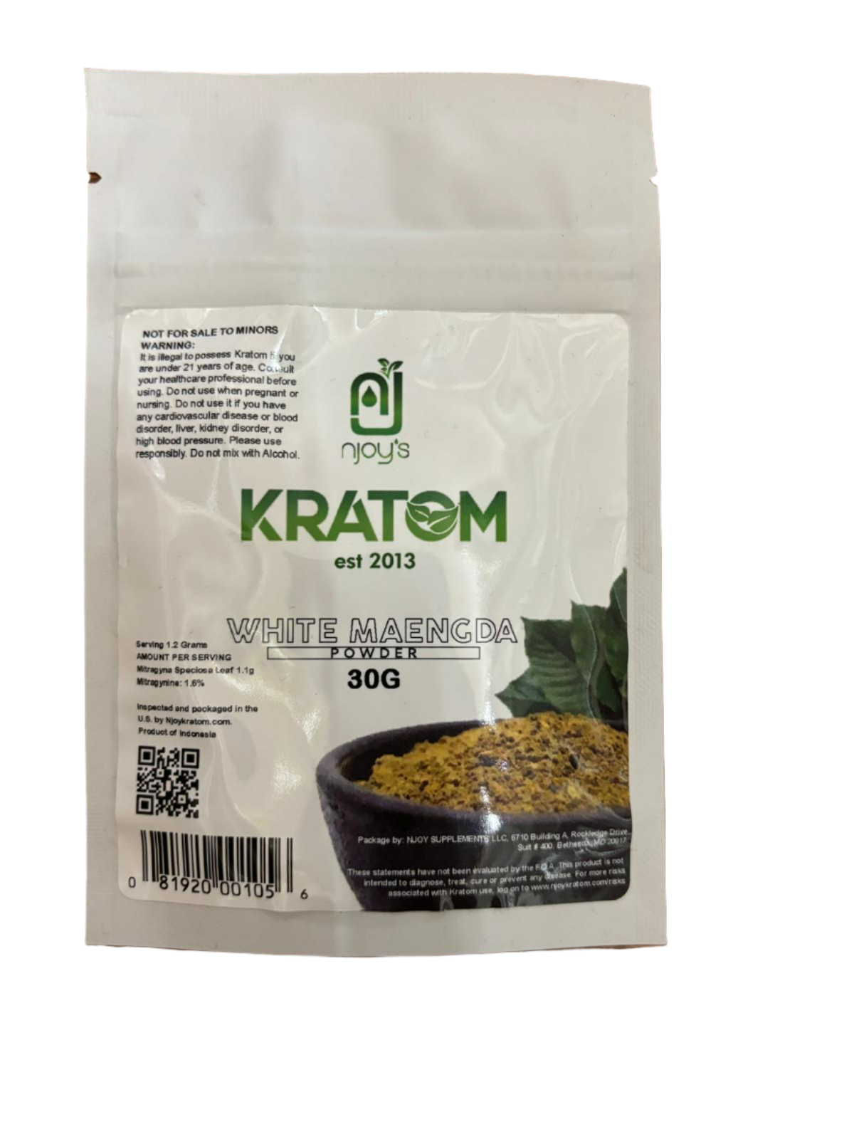 njoy's Kratom White Maengda Powder - 30 G