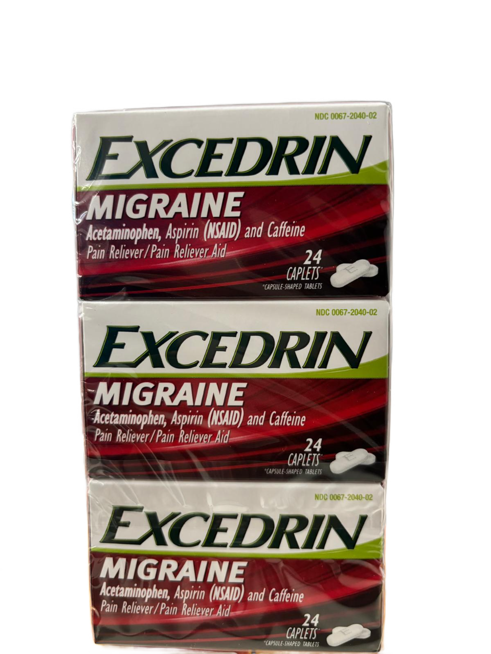 Excedrin Migrane Acetaminophen, Aspirin(NSAID) and Caffeine Pain Reliever