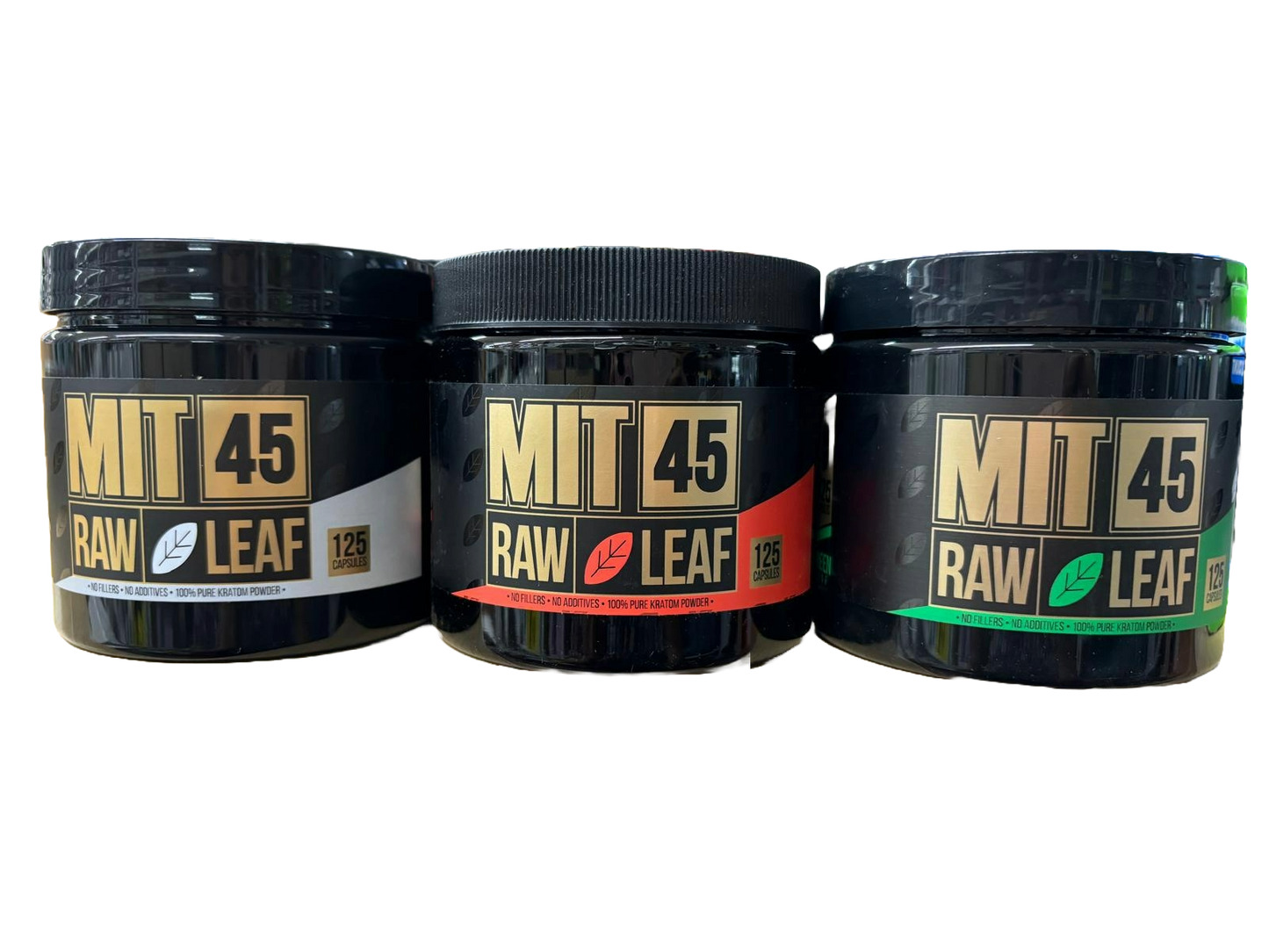 MIT 45 Raw Leaf Kratom Powder - 125 Capsules
