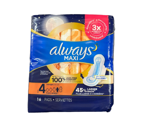 Always Maxi Overnight Pads - 16 Pads