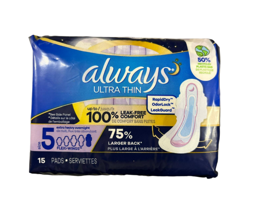 Always Ultra Thin Extra Heavy Overnight Pads - 15 Pads