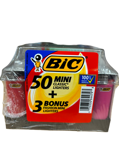 BiC 50 Mini Classic Lighter + 3 Bonus Fashion Mini Lighters