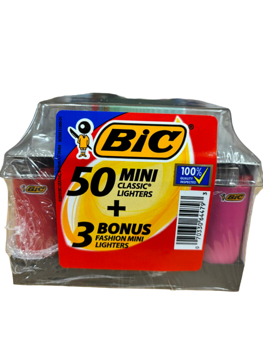 BiC 50 Mini Classic Lighter + 3 Bonus Fashion Mini Lighters