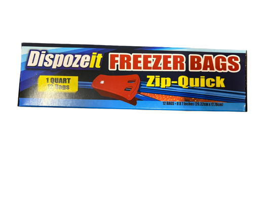 Disposeit Freezer Bags Zip Quick - 12 Bags