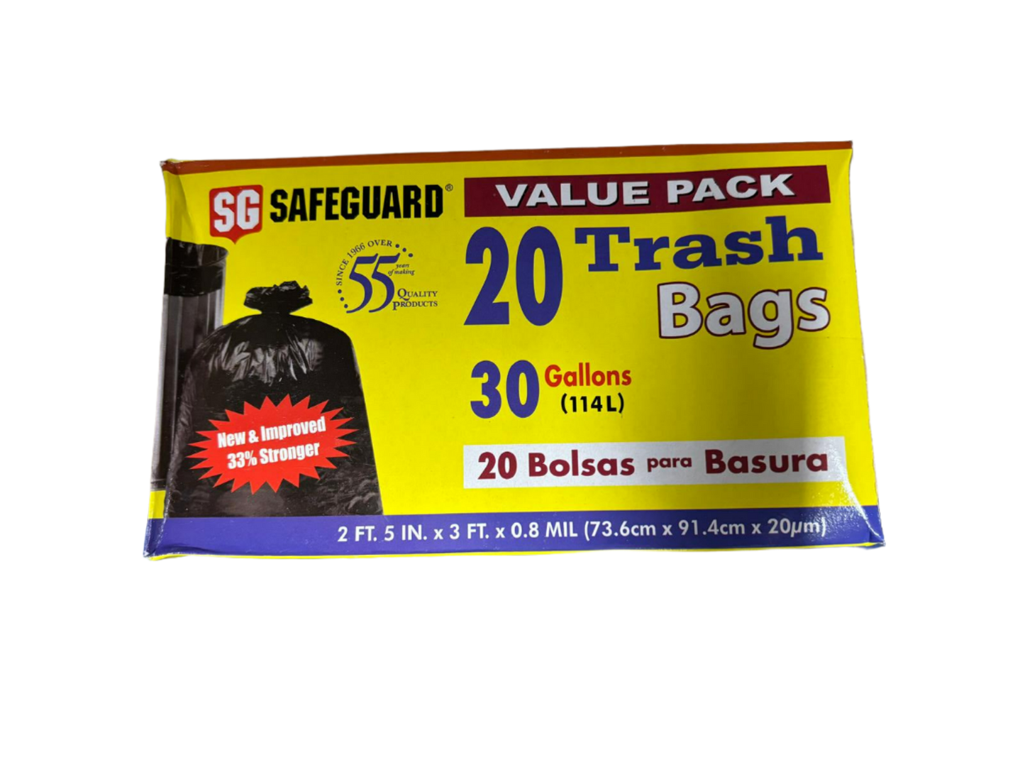 Safeguard 30 Gallons Trash Bag - 20 Count