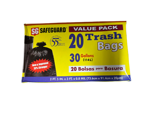 Safeguard 30 Gallons Trash Bag - 20 Count