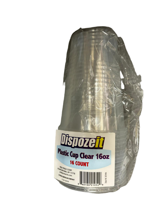 Dispozeit Plastic Cup Clear 16 OZ - 16 Count