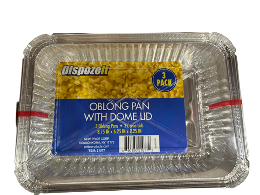 Dispozeit Oblong Pan With Dome Lid - 3 Pack