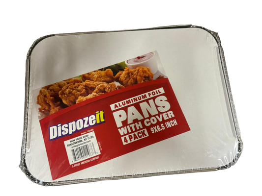 Dispozeit Aluminum Foil Pans with Cover - 4 Pack