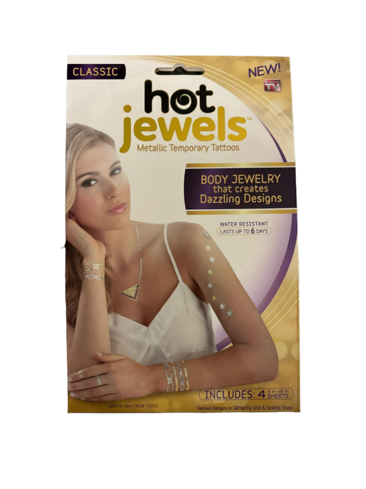 Hot Jewels Metallic Temporary Tattoos - 4 Sheets