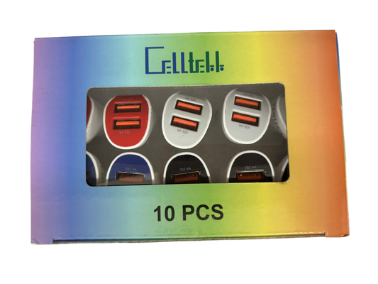 Celltell Dual USB Car Charger - 10 Pcs