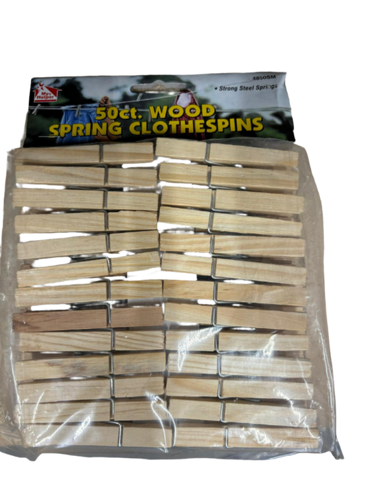 50 Ct. Wood Spring Clothespin