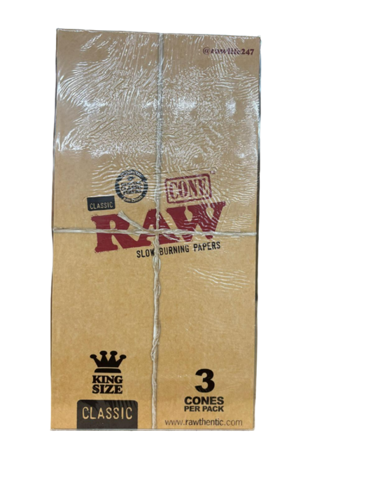 RAW Cone Slow Burning Rolling Papers King Size - 32 Packs per box