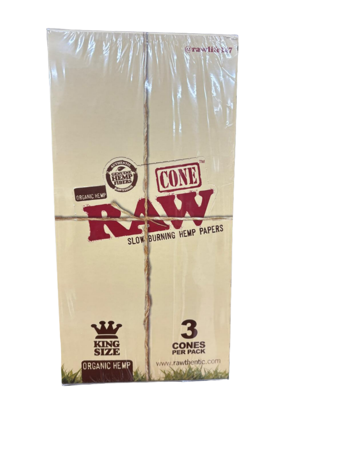 RAW Cone Slow Burning Hemp Papers King Size Organic Hemp - 32 Packs per box