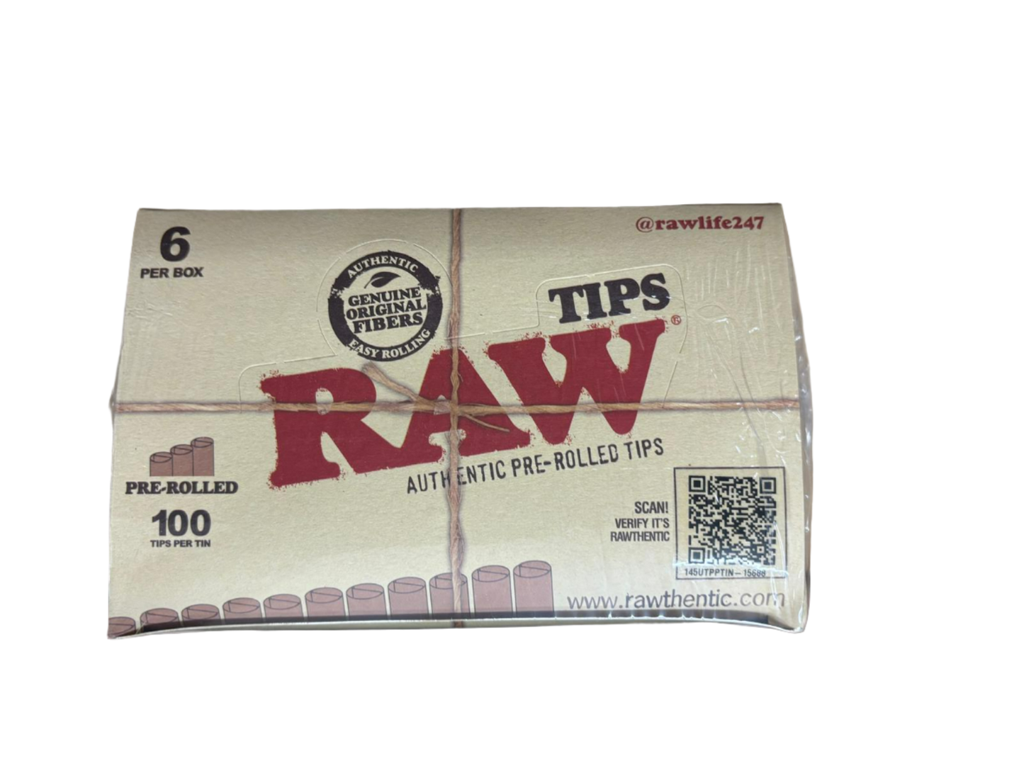 RAW Tips Authentic Pre-Rolled Tips- Pre Rolled - 6 Per Box