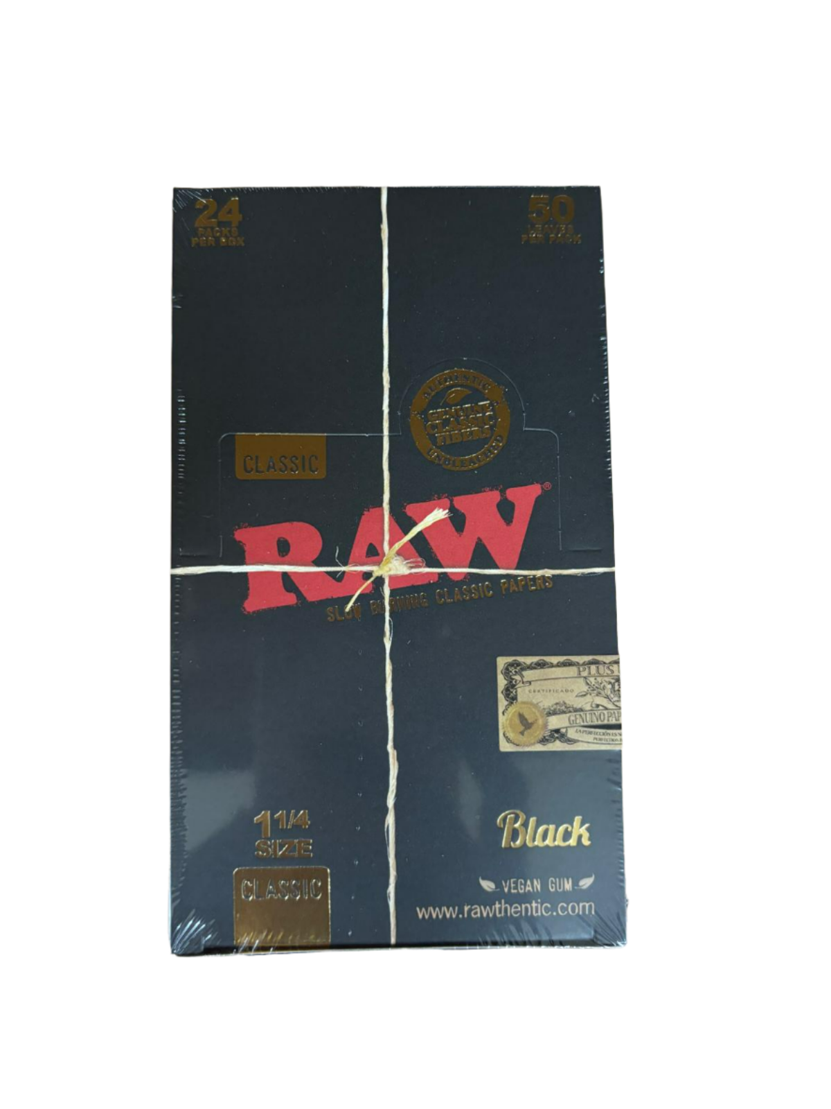 RAW Slow Burning Classic Papers 1 1/4 Size Classic - Black - 24 Packs Per Box