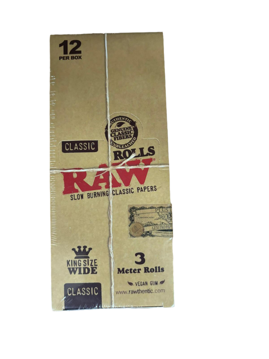 RAW Slow Burning Classic Papers King Size Wide - 12 Rolls Per Box