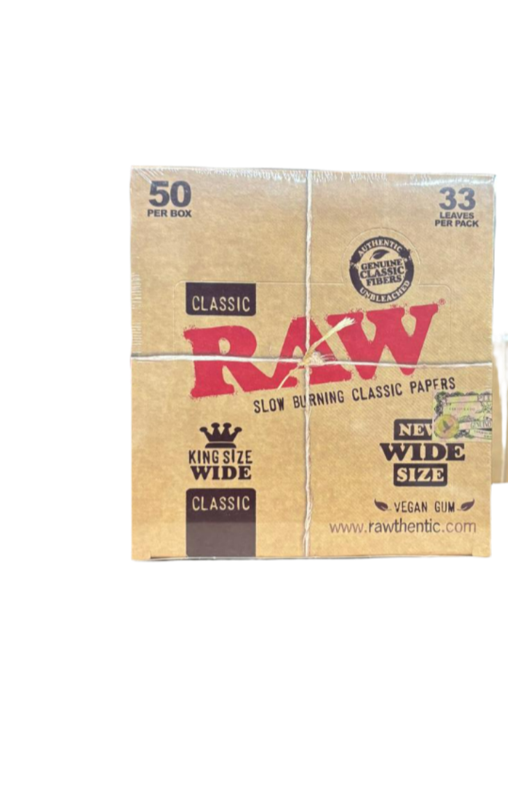 RAW Classic Slow Burning Papers - King Size Wide - 50 Packs Per Box