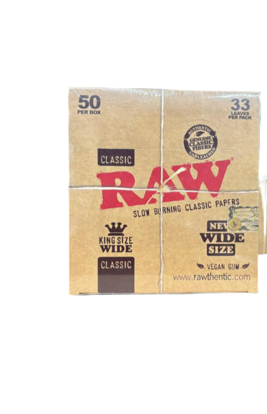 RAW Classic Slow Burning Papers - King Size Wide - 50 Packs Per Box