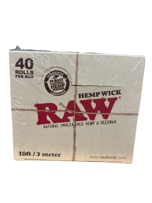 RAW Hemp Wick Natural Unbleached Hemp & BeesWax - 40 Rolls Per Box