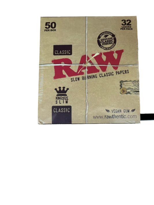 RAW Slow Burning Classic Papers - King Size Slim - 50 Pack Per Box