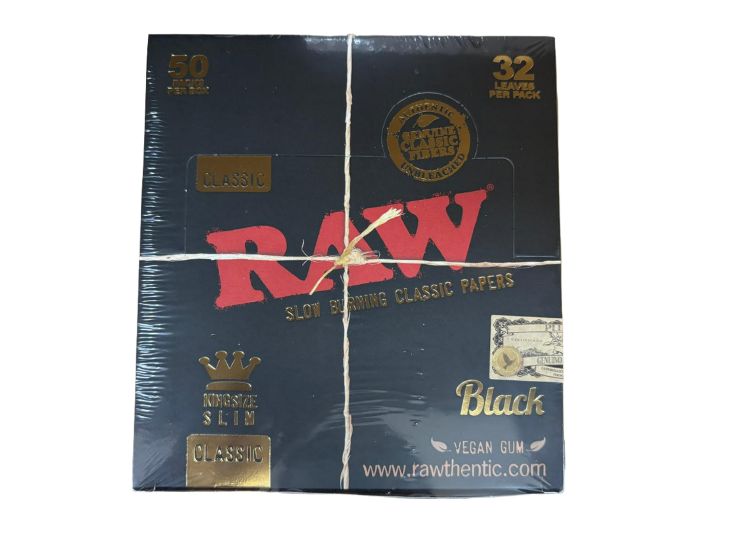 RAW Slow Burning Classic Papers - Black - King Size Slim - 50 Pack Per Box