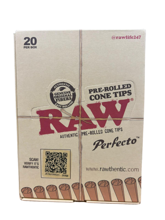 RAW Authentic Pre Rolled Cone Tips - 20 Pack Per Box