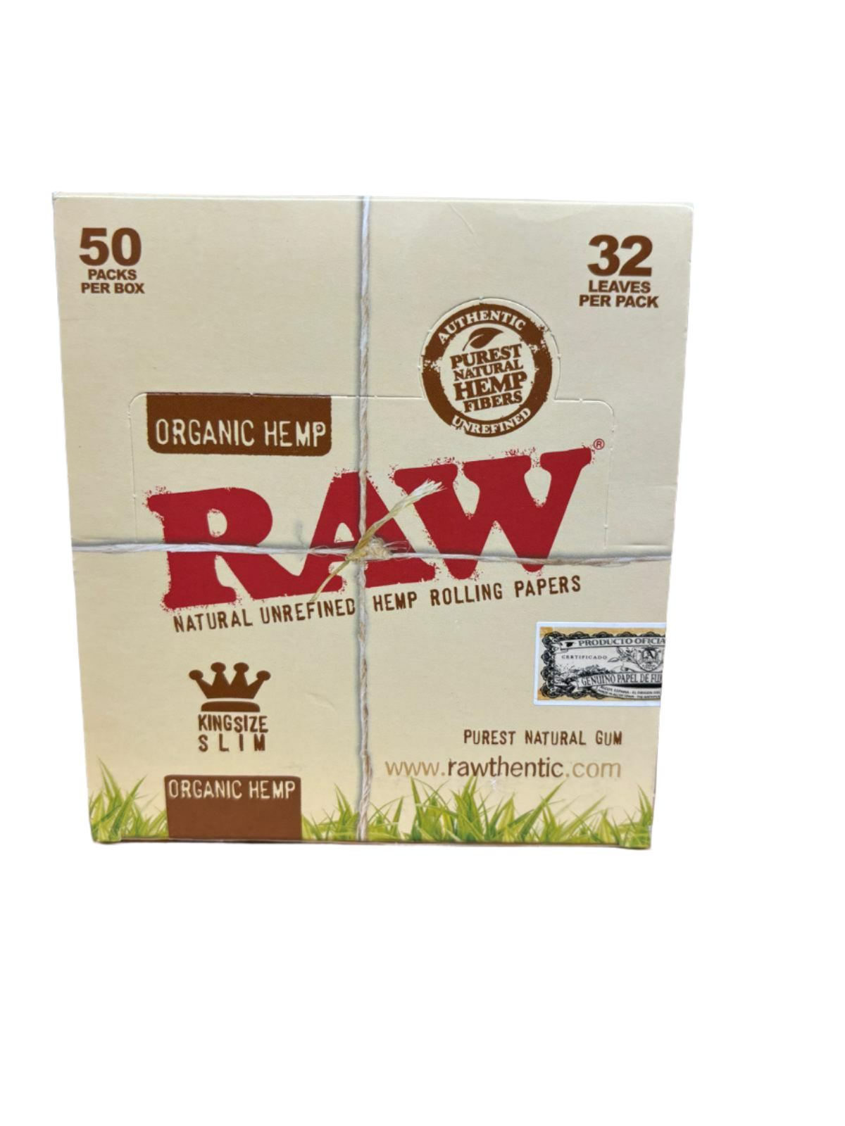 RAW Natural Un Refined Hemp Rolling Papers-  King Size Slim - 50 Pack Per Box