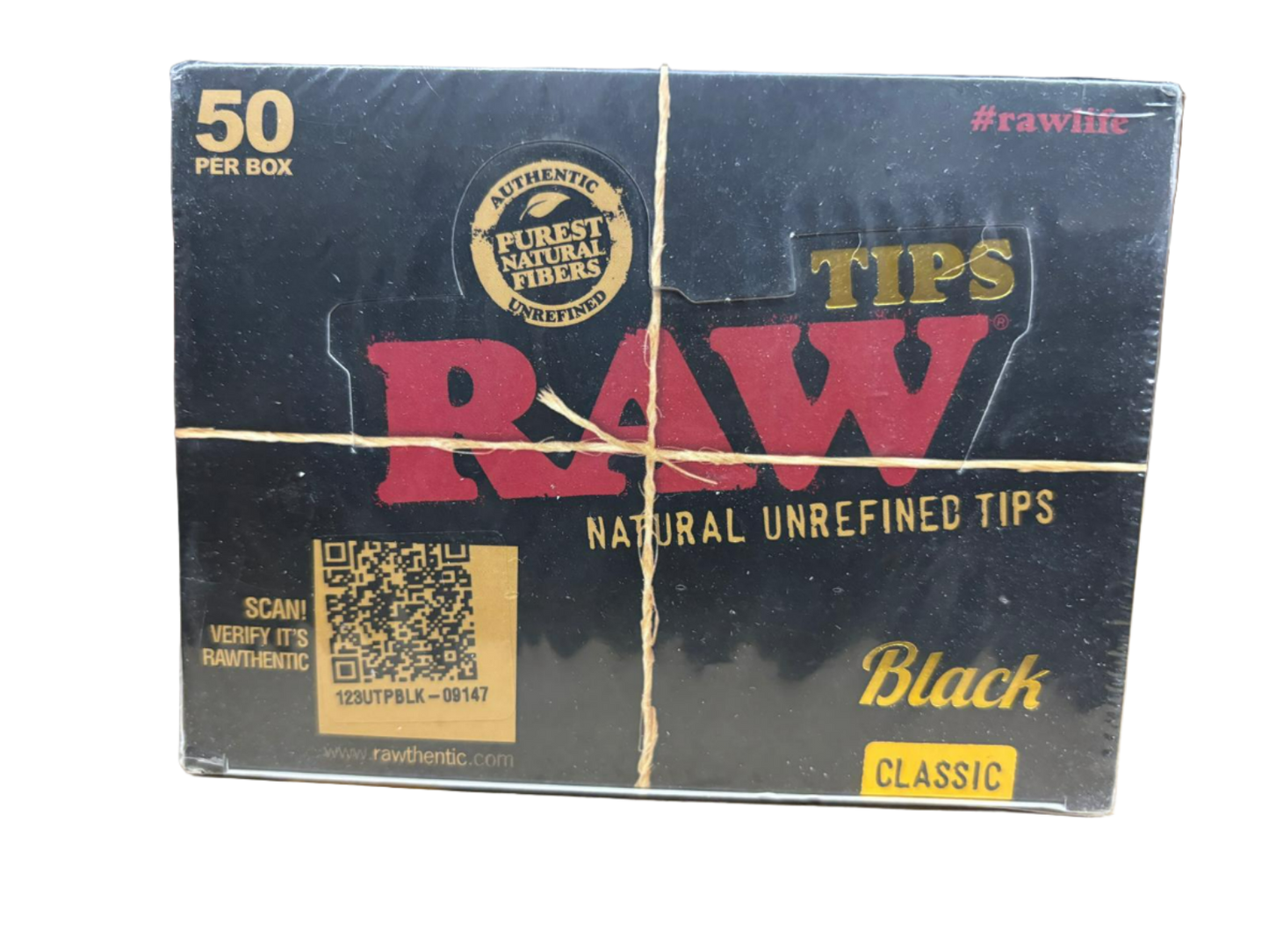 RAW Natural Un Refined Tips - Black - 50 Packs Per Box