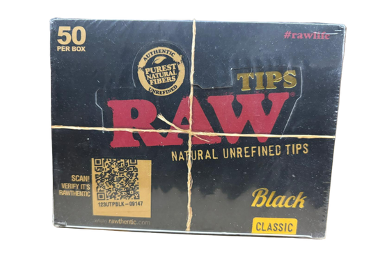 RAW Natural Un Refined Tips - Black - 50 Packs Per Box