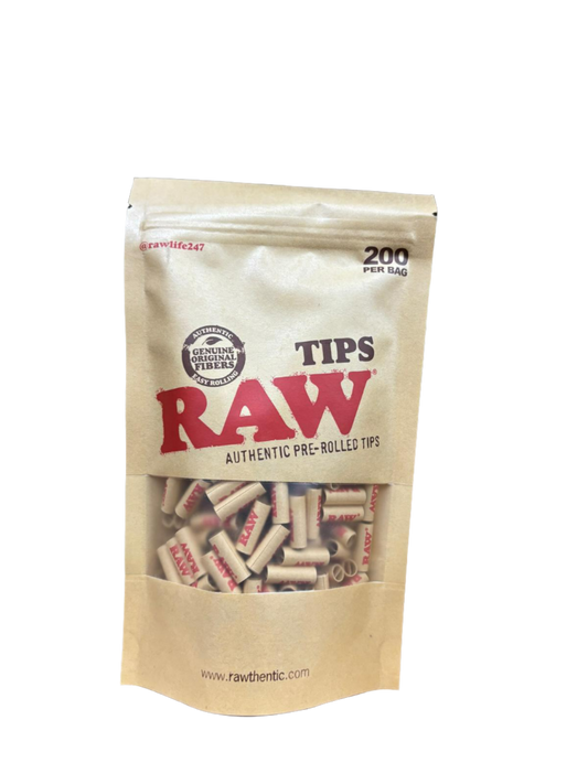 RAW Authentic Pre-Rolled Tips - 200 Per Bag