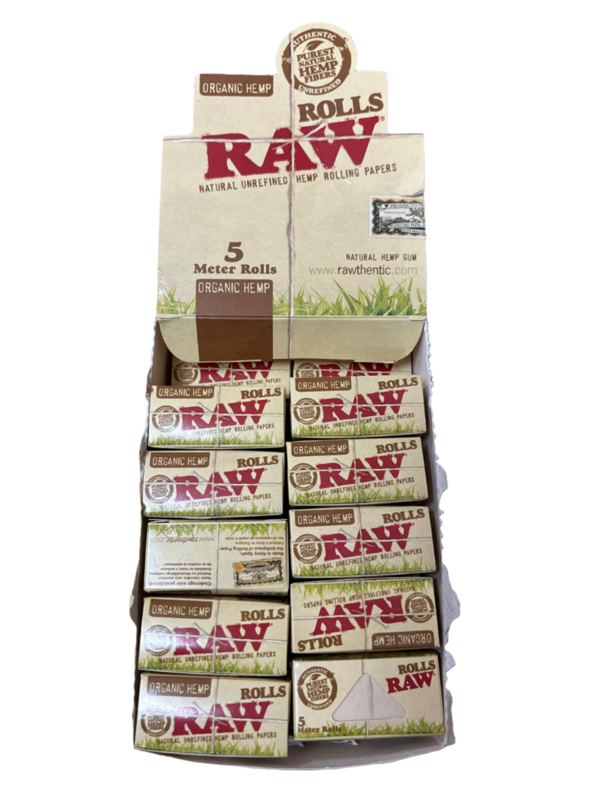 RAW Natural Un Refined Hemp Rolling Papers - 24 Rolls per Box