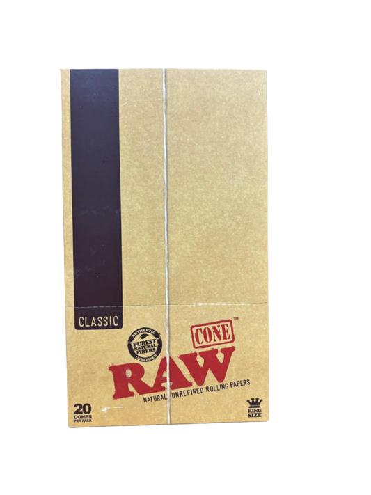 RAW Cone Natural Un Refined Rolling Papers - King Size - 12 Pack