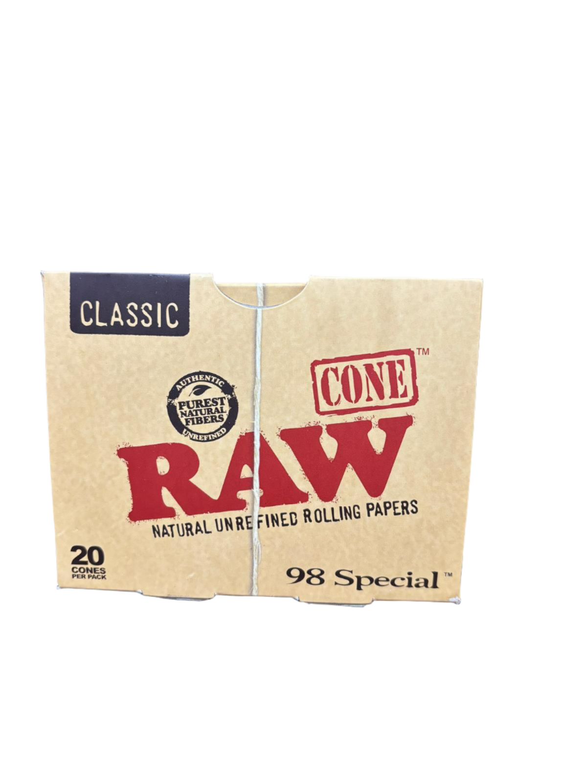 RAW Cone Natural Un Refined Rolling Papers - 12 Packs per Box