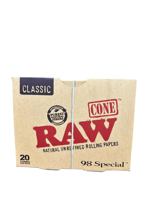 RAW Cone Natural Un Refined Rolling Papers - 12 Packs per Box