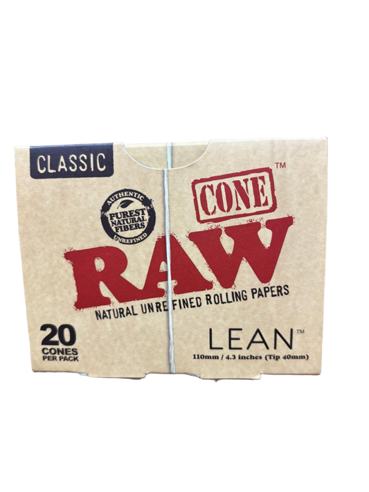 RAW Cone Natural Un Refined Rolling Papers - Lean - 12 Packs per Box