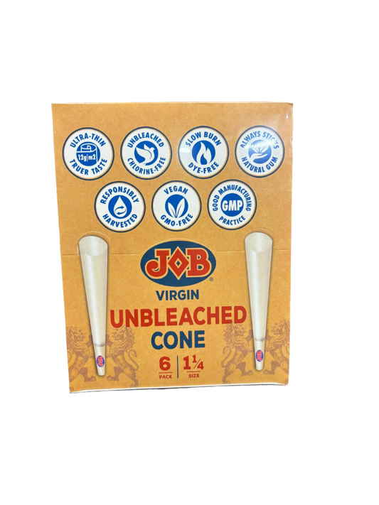 JOB Virgin 1 1/4 Size Unbleached Cone - 32 - 6 Pack