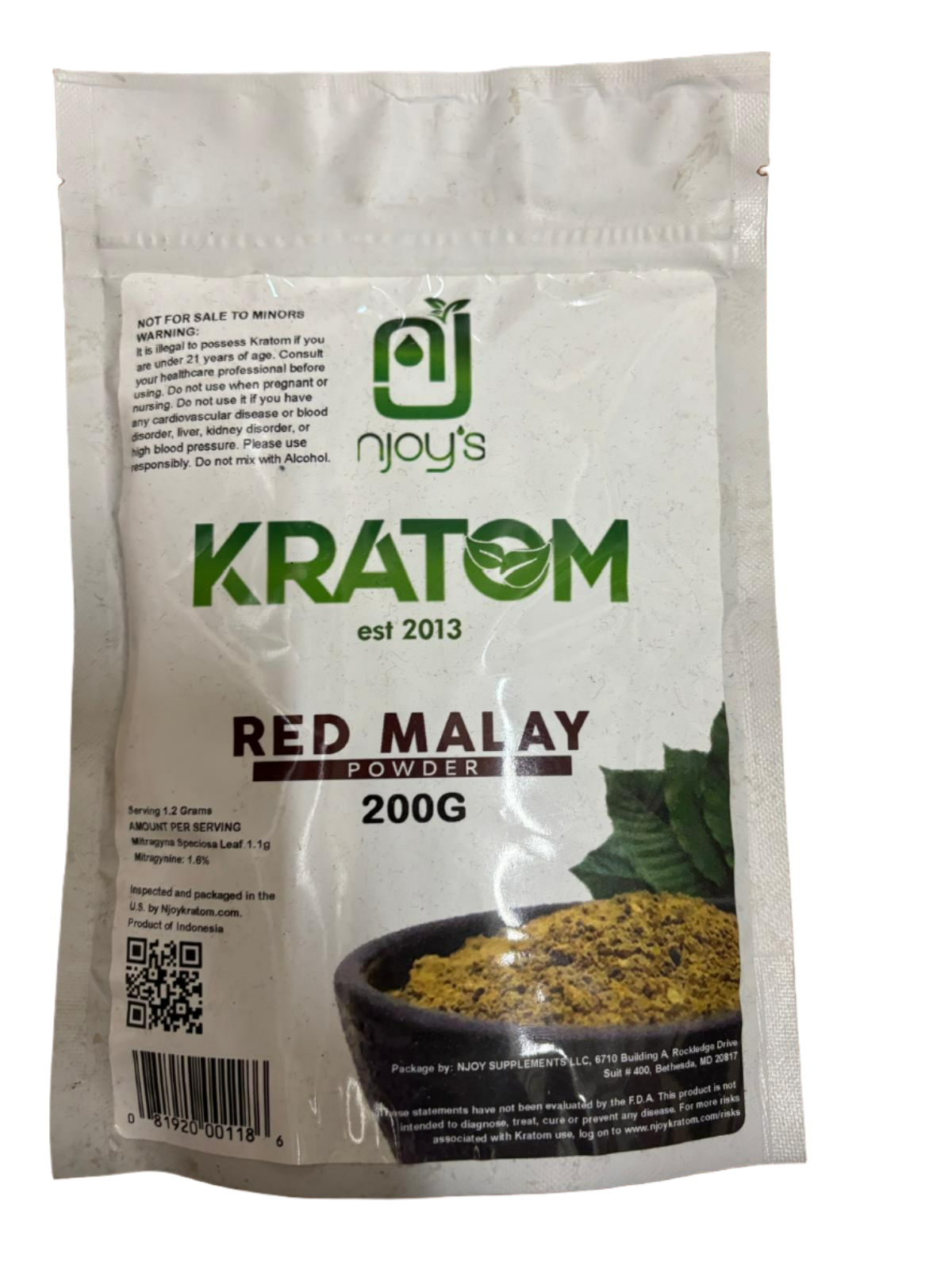 njoy's Kratom Red Malay Powder - 200 G