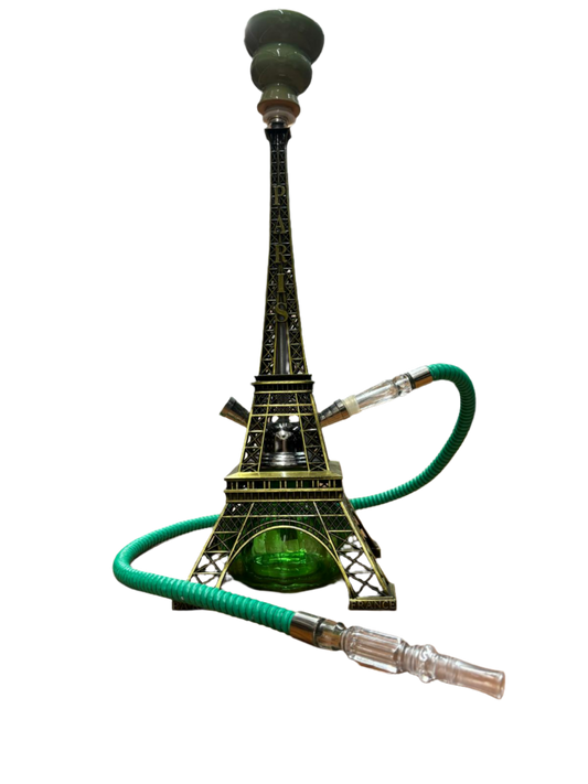 2 Hose Green Eiffel Tower Hookah Complete Set