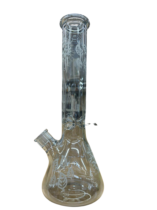 Leaf Pattern Design Glass Water Pipe