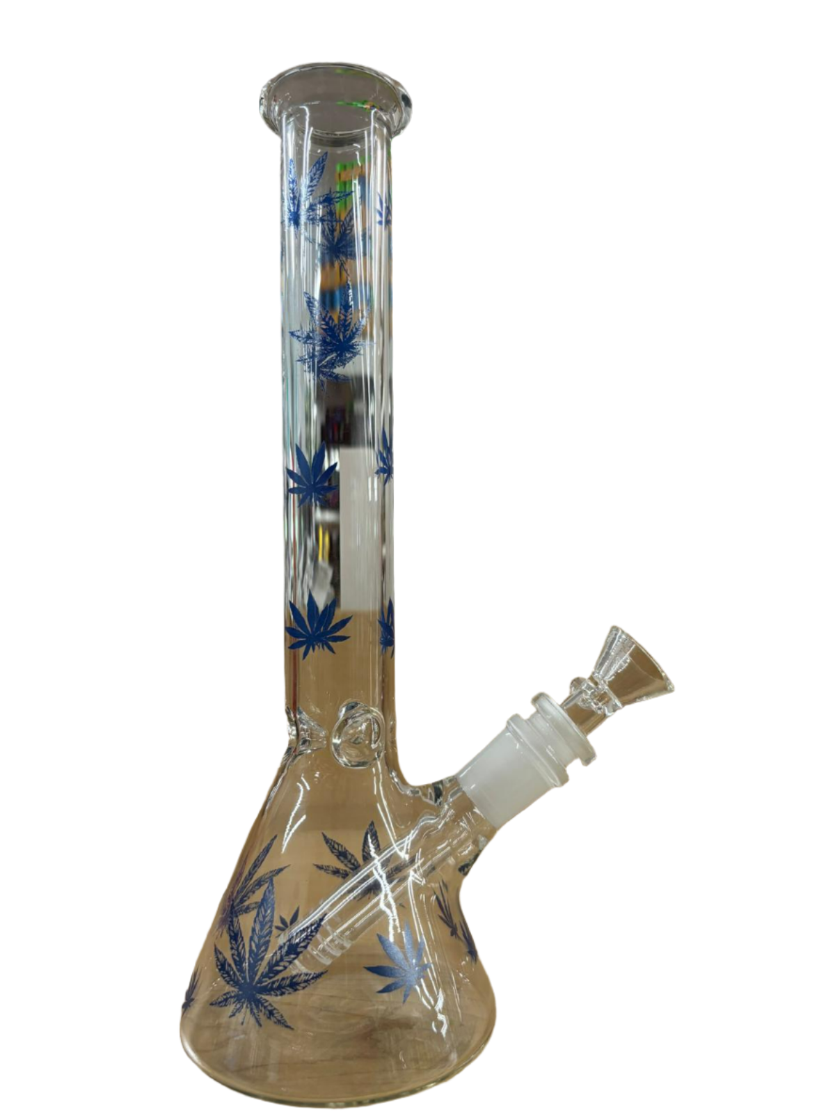 Blue Design Clear Glass Water Pipe