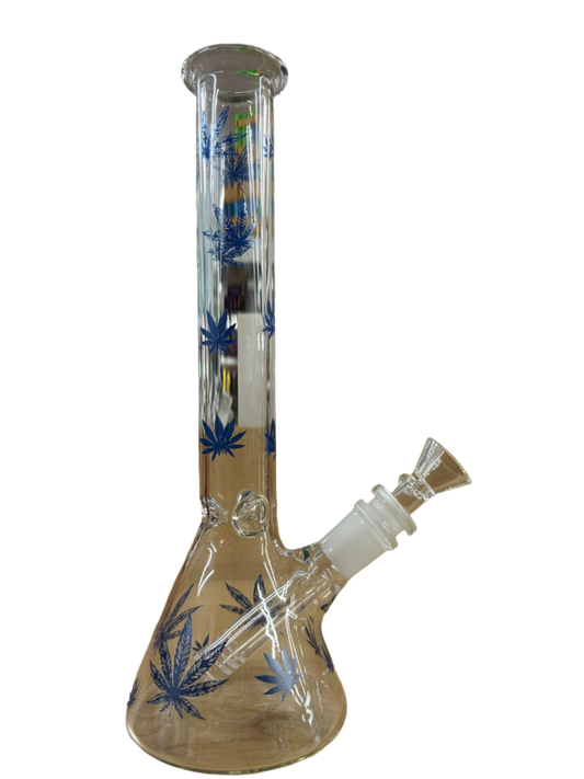 Blue Design Clear Glass Water Pipe