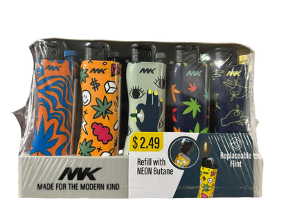 MK Refill with Neon Butane Lighters - 50 Pack