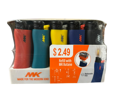 MK Refill with Neon Butane Lighters - 50 Pack