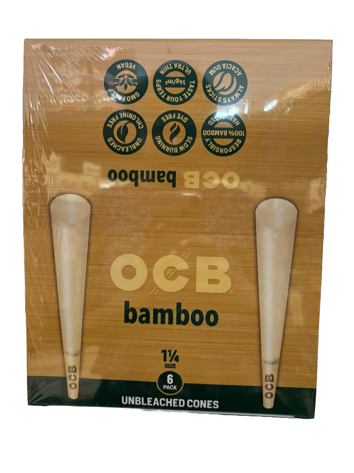 OCB Bamboo 1 1/4 Size Unbleached Cones - 32 - 6 Pack