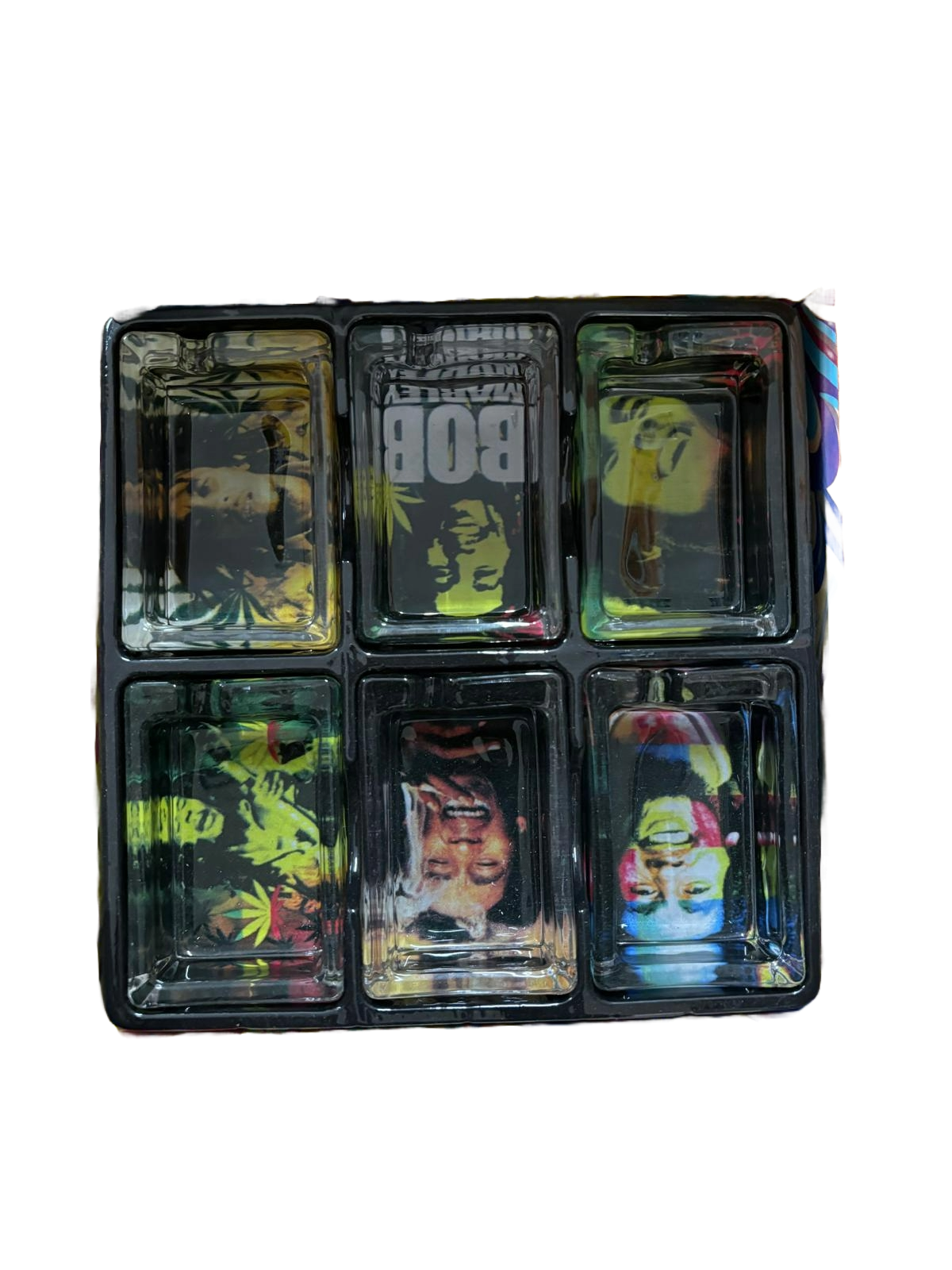 Double Cross Bob Marley Rectangle Glass Ashtray - 1 pc